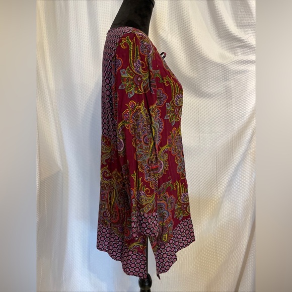 Olive Hill 3/4 sleeve large paisley print blouse size large - Picture 4 of 6